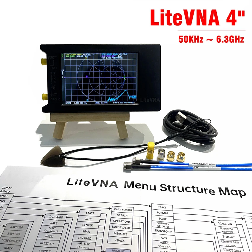 Nuovo Litevna-64 50Khz ~ 6.3Ghz Litevna 3.95 "Touch Screen Analizzatore Di Rete Vettoriale Hf Vhf Uhf Analizzatore Di Antenne Aggiornamento Di Nanovna