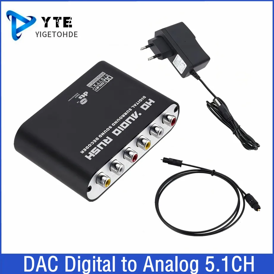Muslimac3 Audio Digitale Ad Analogico Convertitore Dac Stereo A 5.1 Canali Optical Spdif Coassiale Aux Amplificatore Decodificatore Da 3.5Mm A 6Rca