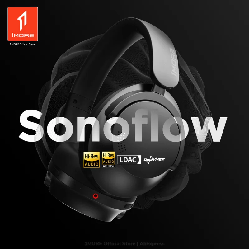 1More Sonoflow Anc Ibride Bluetooth Wireless, Hi-Res Ldac Aac 12 Eq, Batteria 70H, Collegare 2 Dispositivi, 5 Microfono