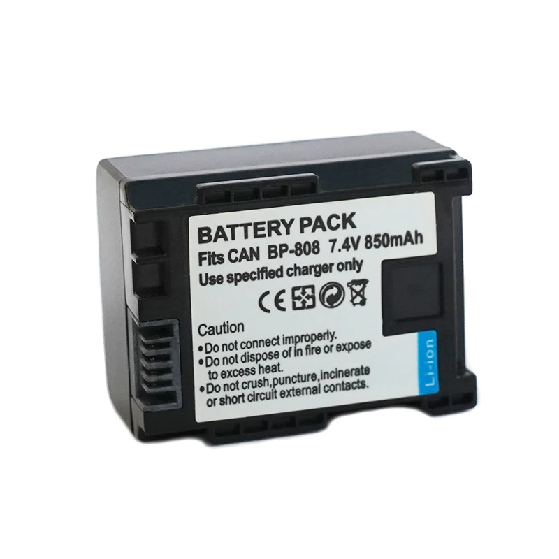 Bp-808 Batteria Bp808 Per Fotocamera Canon Fs10, Fs11, Fs100, Fs21, Fs22, Fs200, Fs31, Fs300, Hf20, Hf21, Hfs10, Hfs30 850Mah