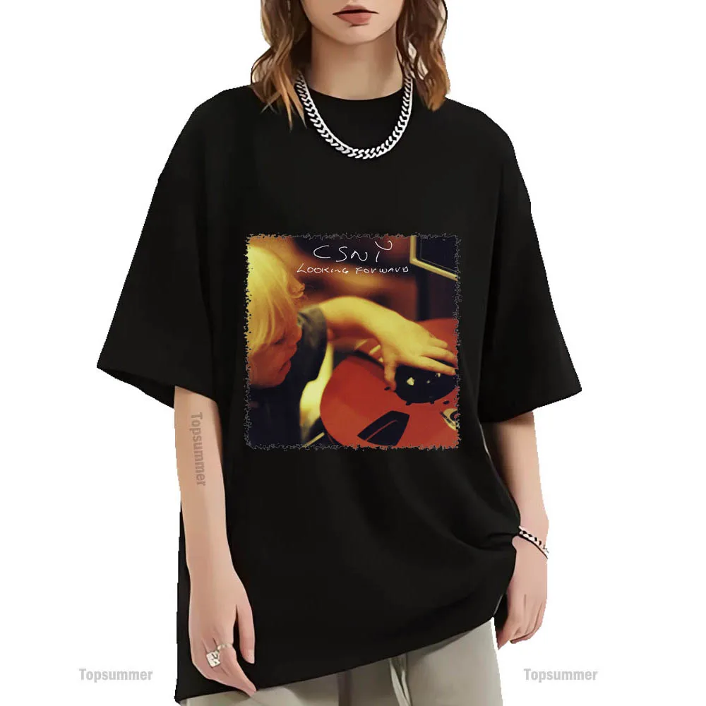 Maglietta Con Album In Avanti Crosby, Stills, Nash & Young Tour T-Shirt Donna Streetwear Fashion Cotton T-Shirt Top Di Grandi Dimensioni