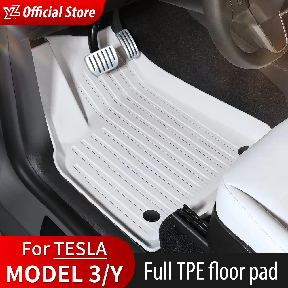 Yz Tesla Model Y 3 Floor Tpe Mat Trunk White Bagaglio Mat Lhd 2021 A 2023 Timone Sinistro Impermeabile Antiscivolo Tappeto Floor Liner