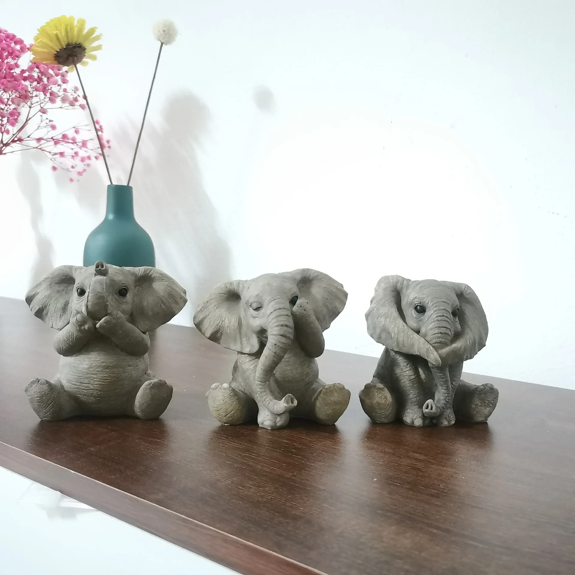 3 Tipi Di Resina Baby Elephant Decorazione Lucky Feng Shui Grey Elephant Doll Creative Cute Elephant Doll Decorazione Della Casa