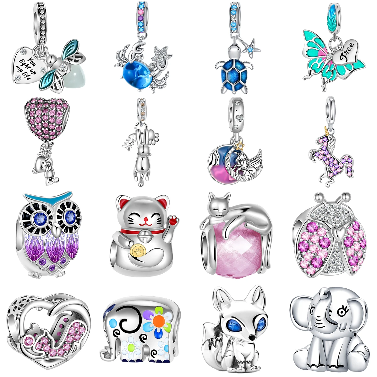 925 Sterling Silver Charm Firefly Elephant Crab Animal Series Fit Originale Pandora Charms Bracciale Per Gioielli Da Donna Regalo Fai Da Te