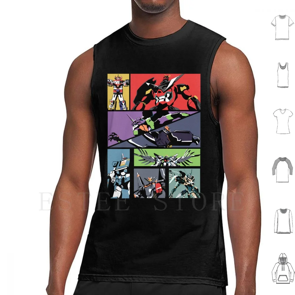 Super Robot Canottiere Canottiera Senza Maniche Super Robot Mecha Robot Megazord Gurren Lagann Taffittacamere Toppa Gurren Lagann Eva