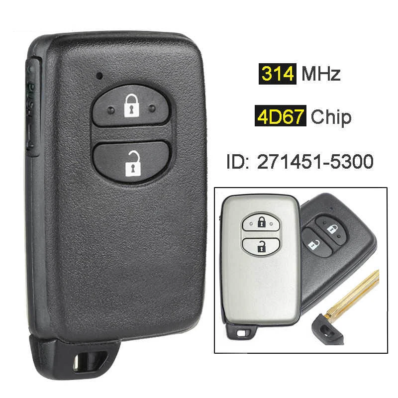 Cn007227 Chiave A 2 Pulsanti Aftermarket Per Toyota Prius Aqua Iq Ractis Belta Vitz Corolla Axio Remote 314.3Mhz 4D67 Chip 271451-5300