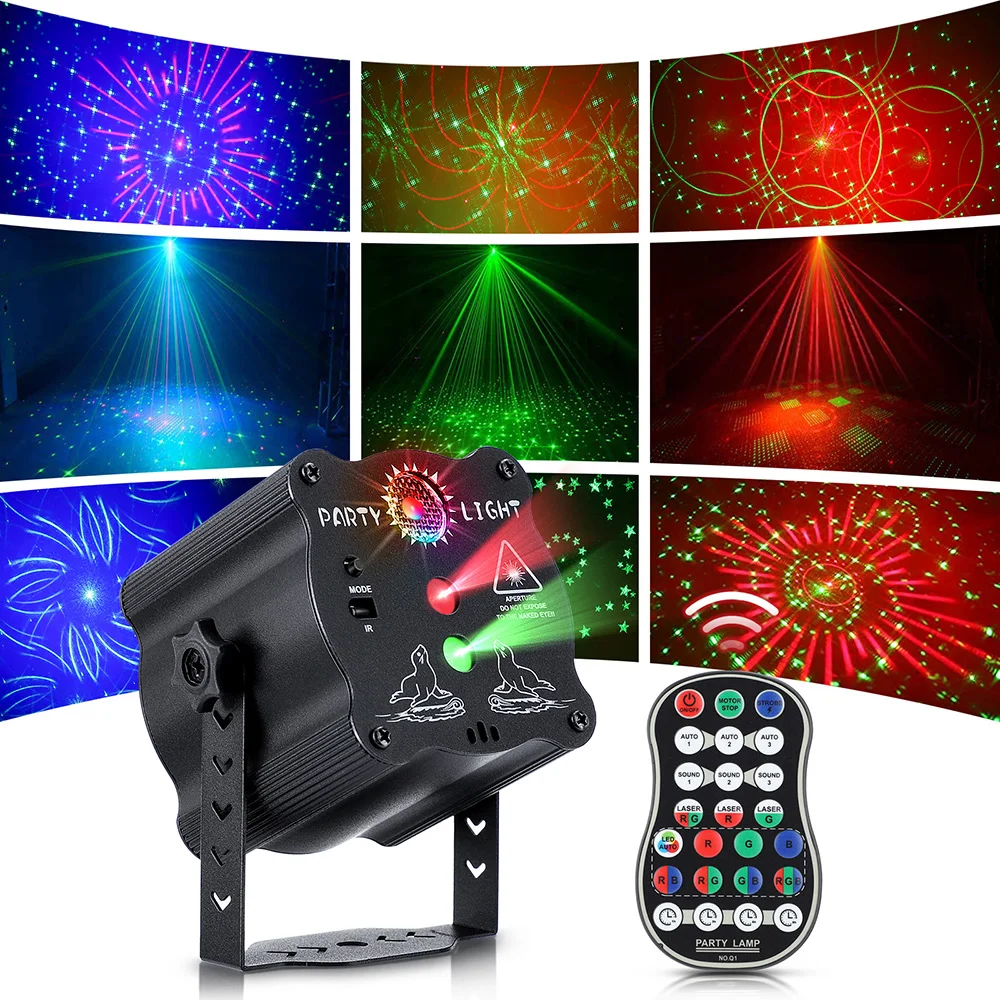 Party Dj Disco Light Usb Ricaricabile Rgb Led Strobe Stage Laser Sound Activated Projector Per Dance Birthday Wedding Bar Xmas