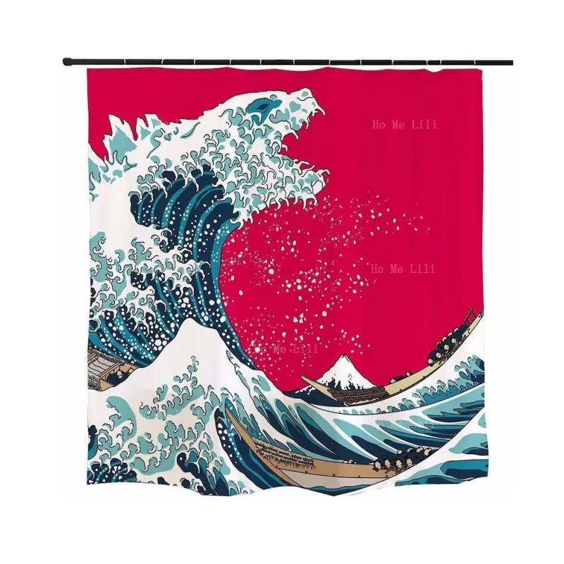 Red Blue Monster E Giant Wave Tenda Da Doccia L'Arredamento Del Bagno È Impermeabile E Lavabile