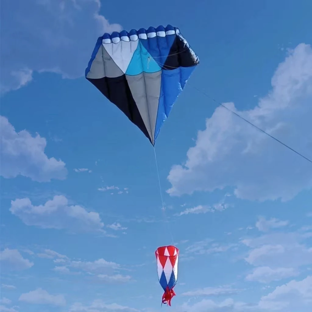 Spedizione Gratuita 3M Blue Diamond Kite Large Soft Kite Flying Per Adulti Nylon Kite Windsock Spinning Top Con Corda Giant Large Kite