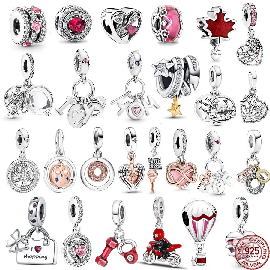 Pink Halo Heart & Celestial Compass Angel Wings Ciondola Charm Bead Fit Original Pandora Silver 925 Bracciale Gioielli Moda Donna