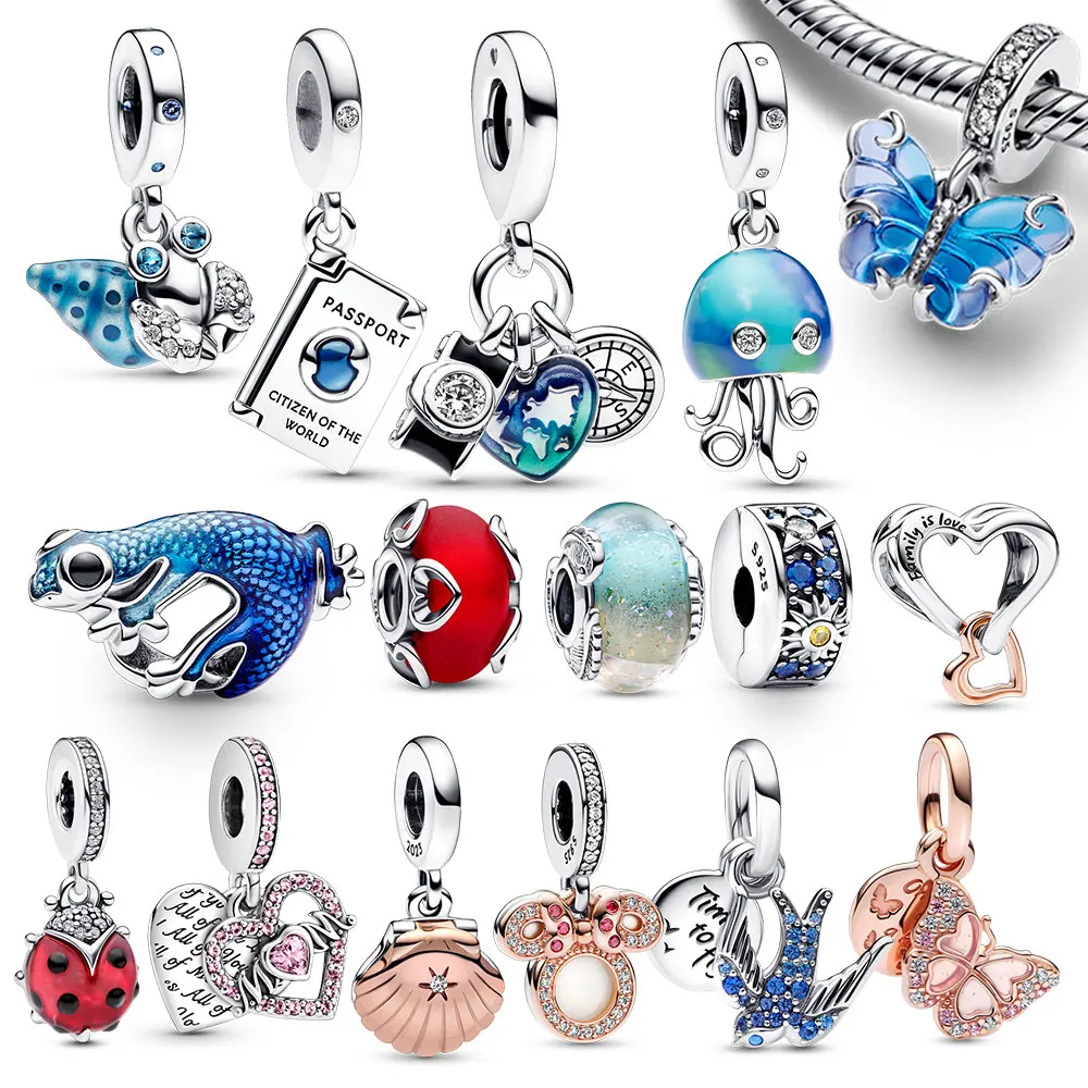 2023 New Summer 925 Sterling Silver Crab Meduse Charms Per Bracciale Pandora Originale E Collana Con Ciondolo A Farfalla Da Viaggio