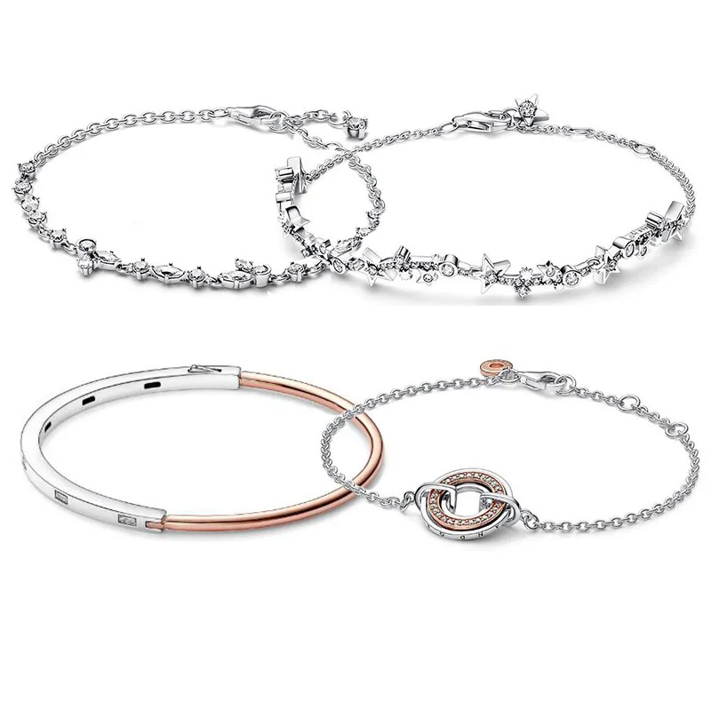 Nuovo 2023 Estate Pandora 925 Sterling Silver Love Heart Circle Bracciale Logo Originale Fashion Jewelry Female Link Bangle Gift