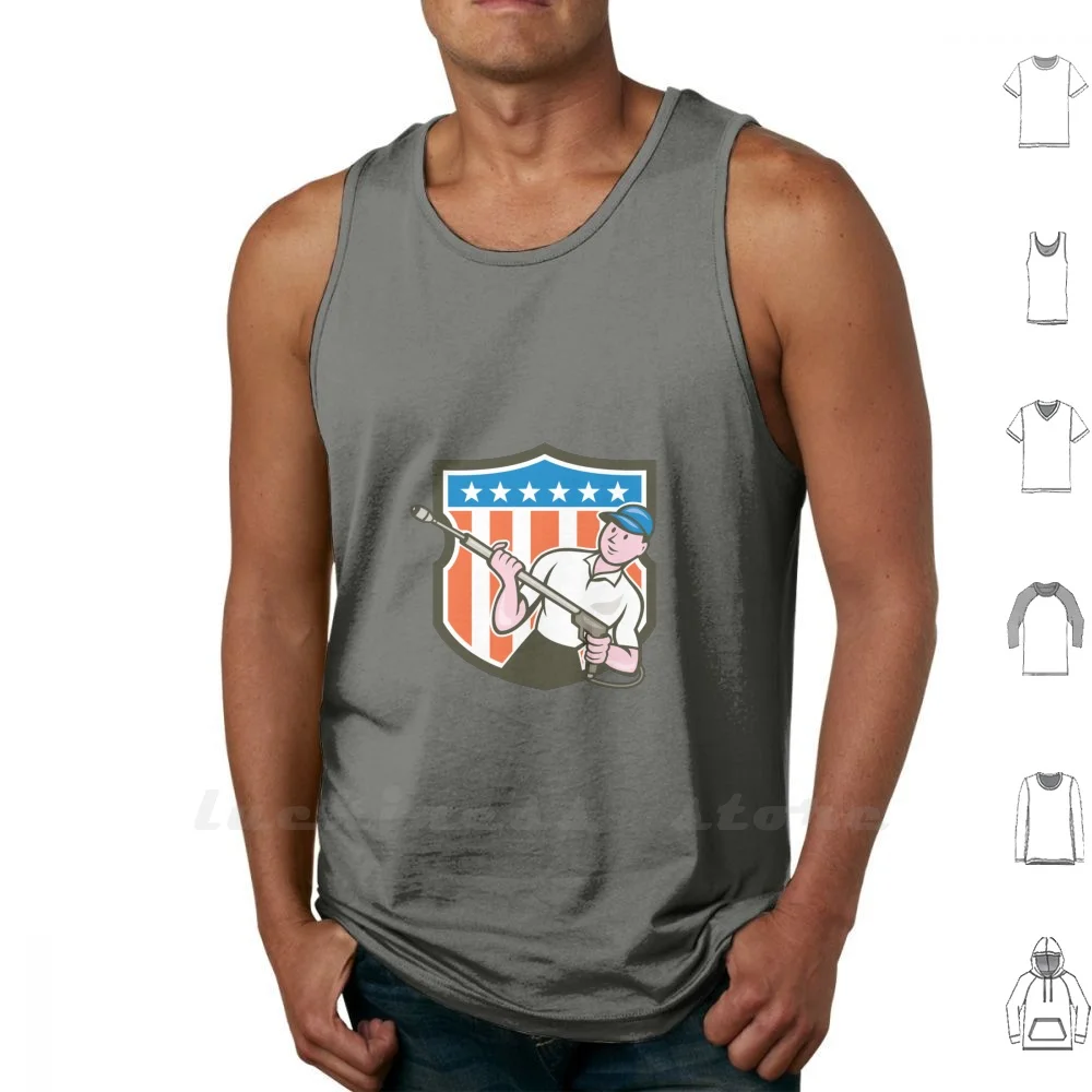 Idropulitrice Water Blaster Bandiera Usa Cartoon Canotte Gilet Senza Maniche Idropulitrice Water Blaster Cleaner