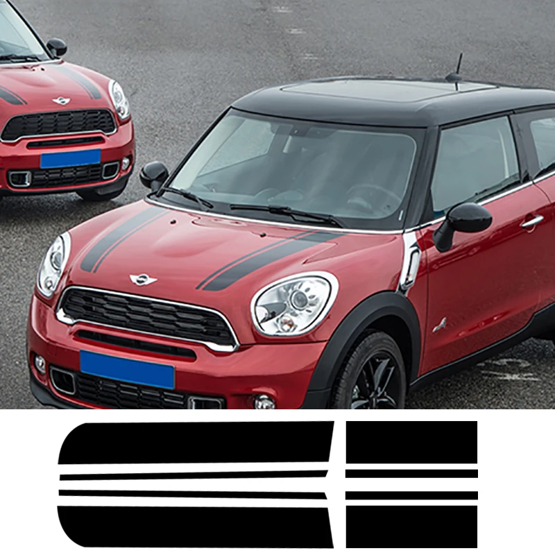 Kjautomax Per Mini Cooper R50 R52 R53 R55 R56 R56 F55 F56 F60 F54 F55 F56 F60 #2 Cappuccio Racing Stripes Decalcomania