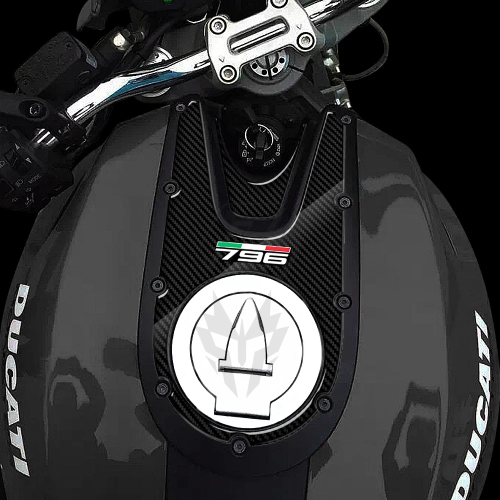 Per Ducati Monster 796 2008-2014 3D Carbon-Look Moto Gas Cap Sticker Tank Pad Protector