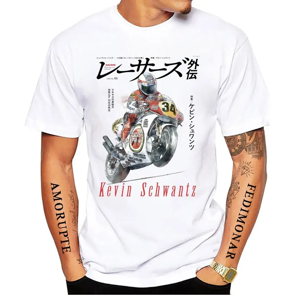 34 Kevin Schwantz Gp Legend T-Shirt Estate Uomo Manica Corta Gs Adventure Sport Casual Bianco Top Uomo Moto Rider Tees