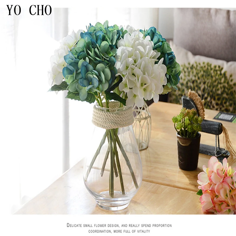 Yo Cho Grande 1 Testa Di Seta Ortensia Fiori Artificiali Tessuto Ortensia Flores Casa Tavolo Decorazione Di Cerimonia Nuziale Falso Fiori Di Ortensia