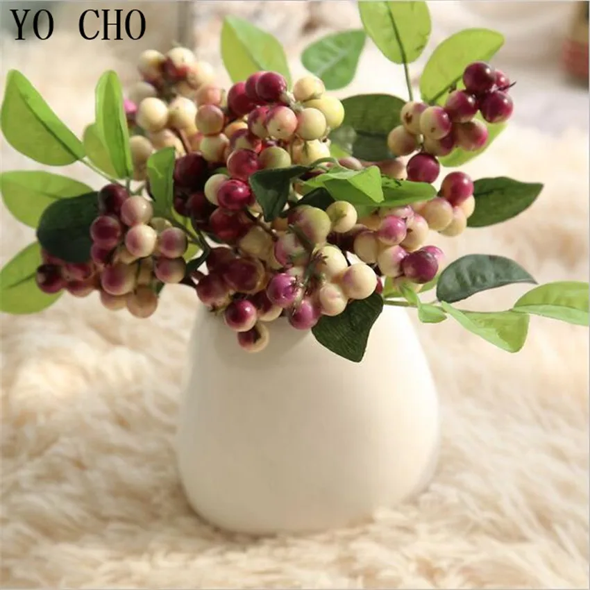 Yo Cho Di Natale Bacche Di Fiori Artificiali Decorazione Di Cerimonia Nuziale Falso Eustoma Fleurs Di Natale Piante Casa Camera Di Plastica Fagioli