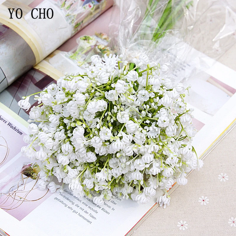 Yo Cho Fiore Artificiale Mazzi Di Fiori Da Sposa Bianco Blu Respiro Del Bambino Da Sposa Mazzi Di Nozze Matrimonio Forniture All'Ingrosso