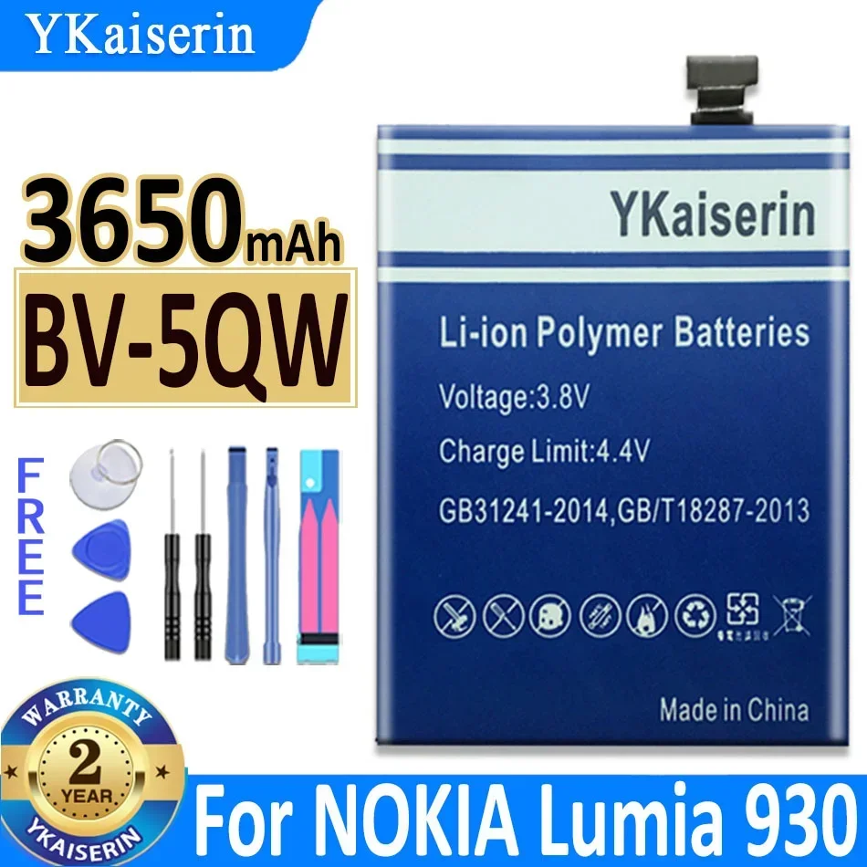 Batteria Ykaiserin 3650Mah Bv-5Qw Bv5Qw Per Nokia Lumia 930 Martini Tesla Bateria