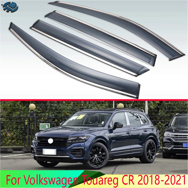 For Volkswagen Touareg Cr 2018-2021 Car Accessories Plastic Exterior Visor Vent Shades Window Sun Rain Guard Deflector 4Pcs