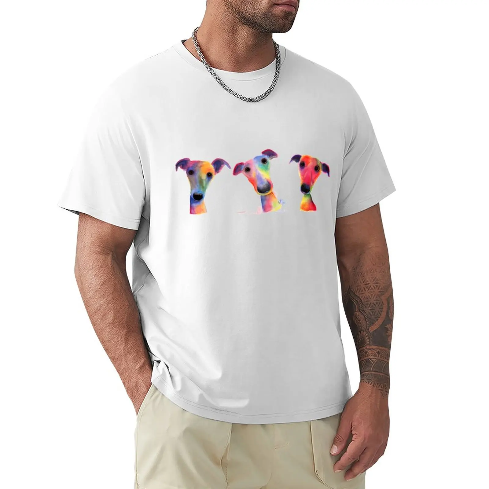 Whippet - Greyhound Print 'The Wacky Whippets' Di Jenny Macarthur T-Shirt Cat Shirts T Shirt Men
