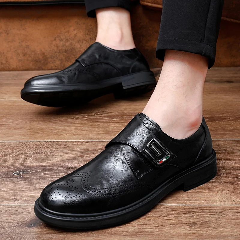Scarpe Formali Da Uomo Scarpe In Pelle Con Fibbia Laterale Punta A Punta Bullock Carving Classic Style Classic Gentleman Abbigliamento Formale Scarpe 