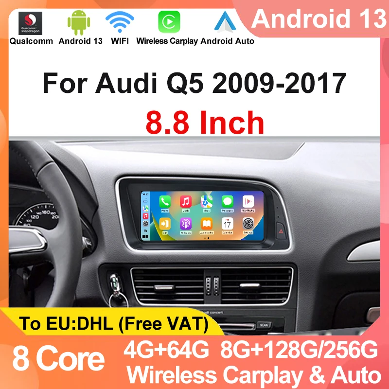Navigazione 8G + 256G Per Audi Q5 2009-2017 Anni Prezzo Di Fabbrica 8.8 "8Core Android13 Autoradio Apple Carplaycar Player Multimedia
