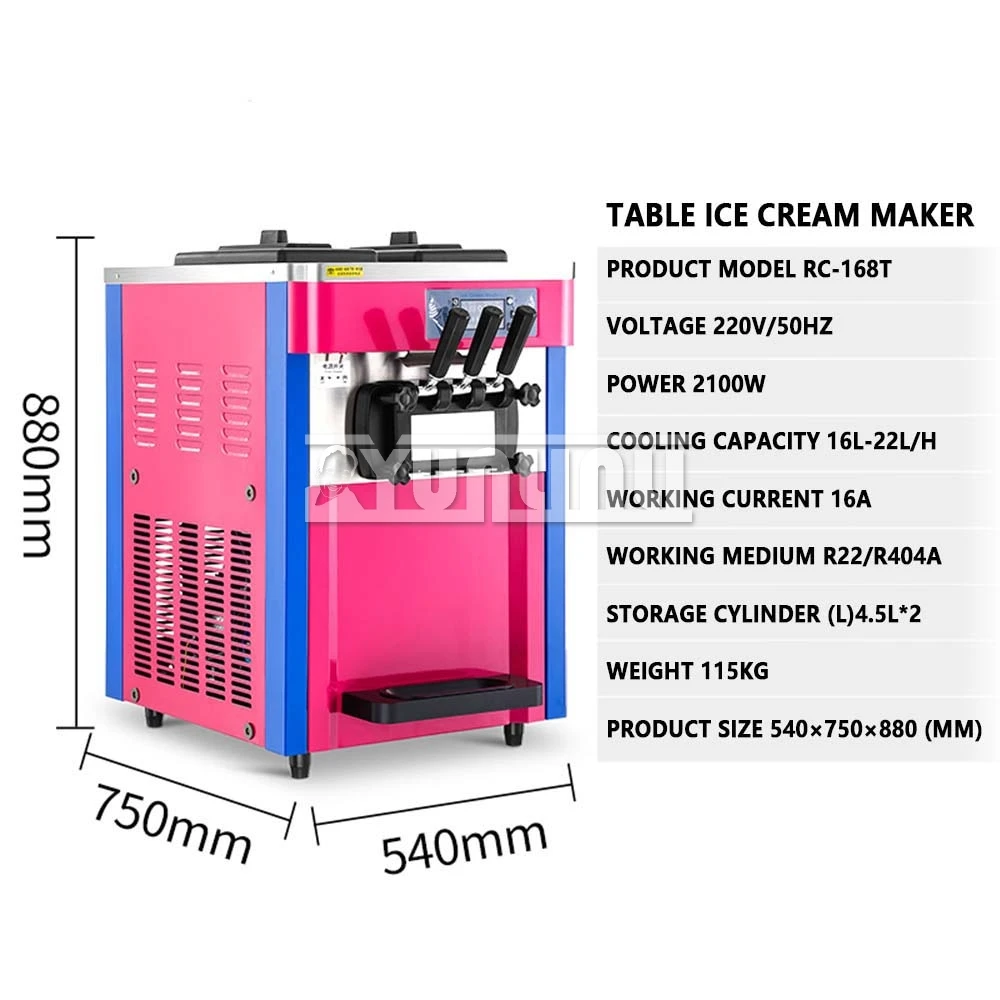 Rc-168T Gelato Elettrico Commerciale Automatico Gelato Desktop Tre Gusti Macchina Per Gelato Morbido
