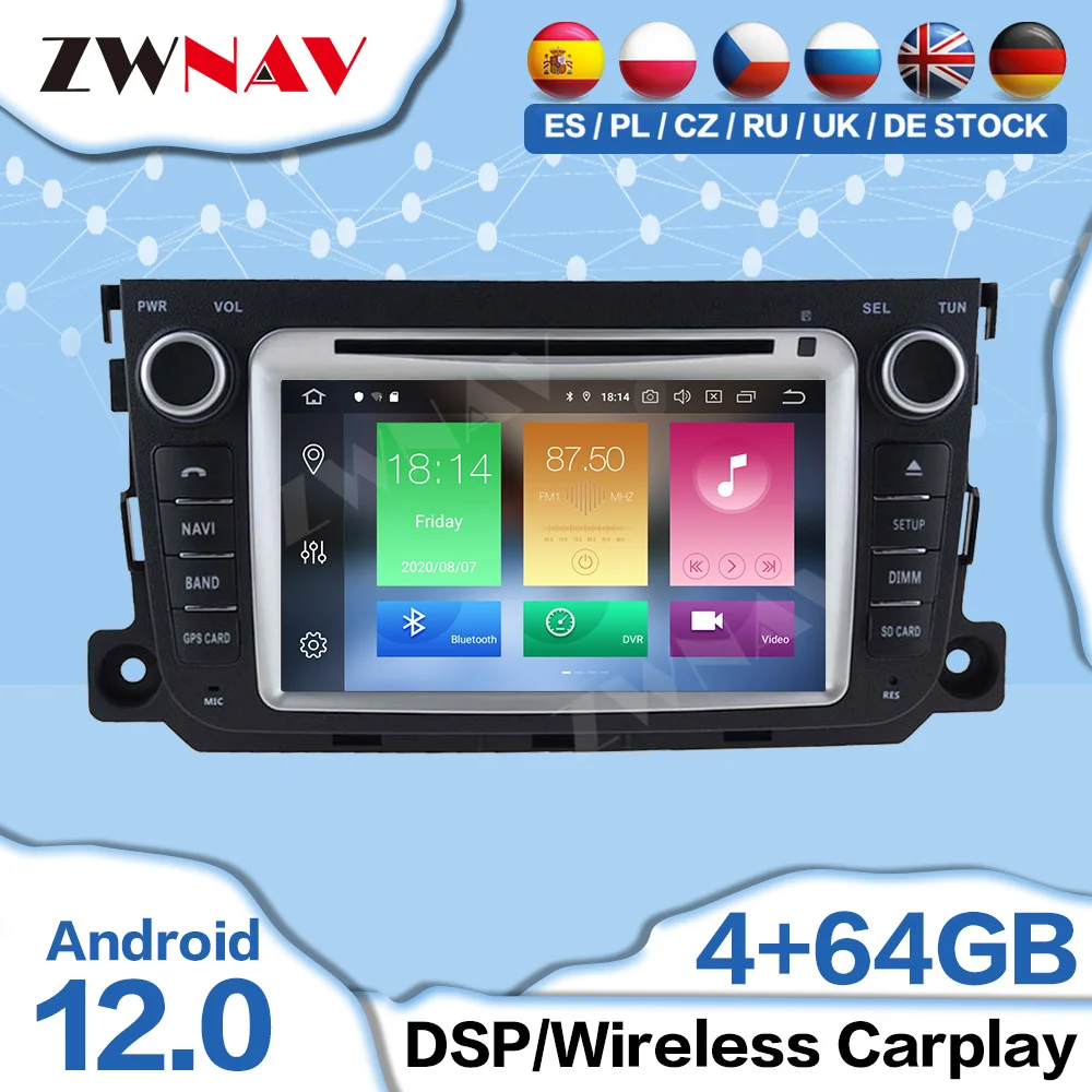 Carplay Per Mercedes Benz Smart 2013 Automotive Multimedia Radio Centrale Bluetooth Android Auto Screen Ricevitore Stereo Unità Principale
