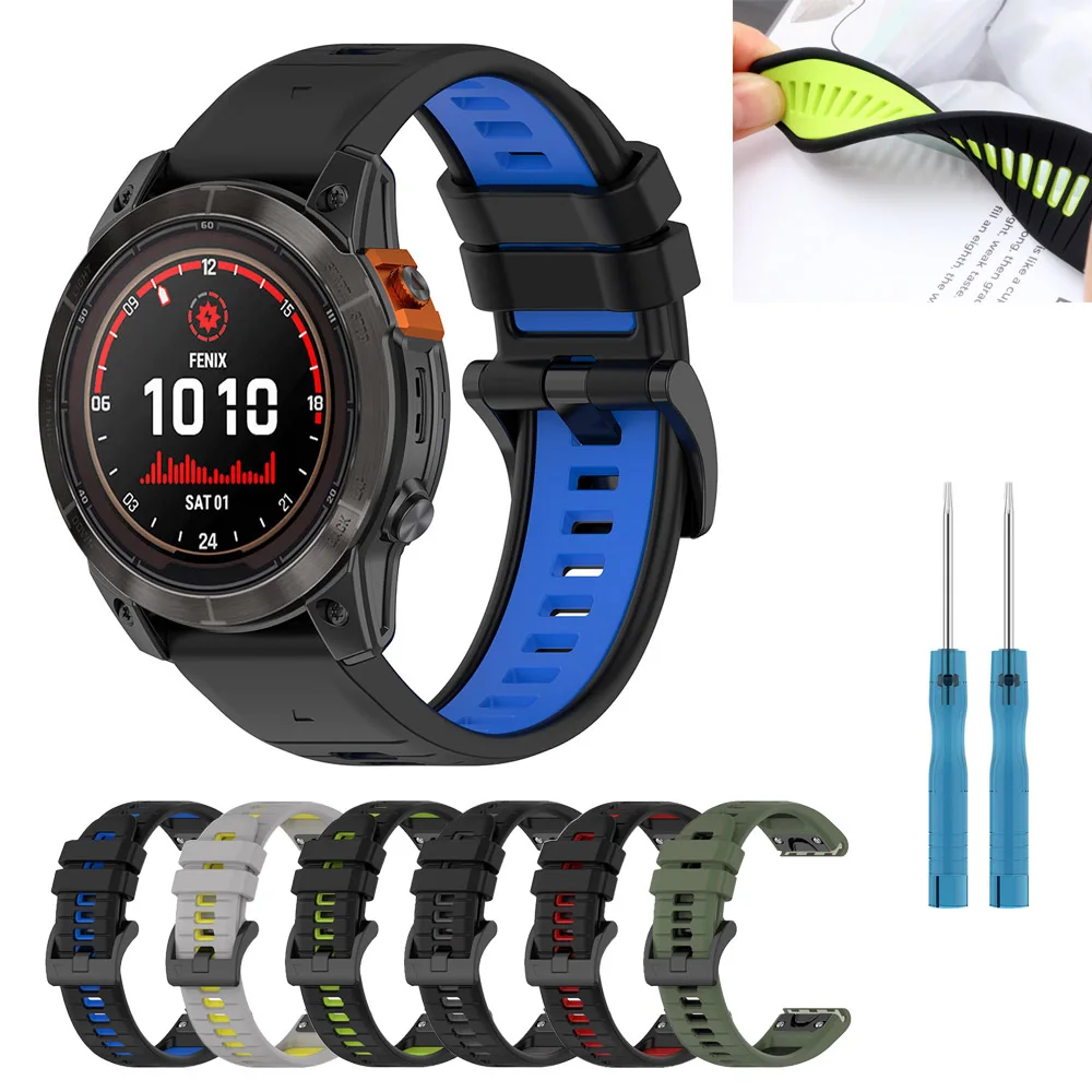 Cinturino Quick Fit Per Garminfenix 7X Pro Band/Fenix 6X/5X Plus/Enduro 2/Descent Mk2I/D2 Delta Px/Tactix Delta Silicone Sport