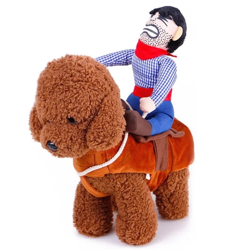 : Dog Halloween Costume Cowboy Rider Doll Costume Per Cani Knight Style Funny Clothes Dog Christmas Suit Outfit Costume