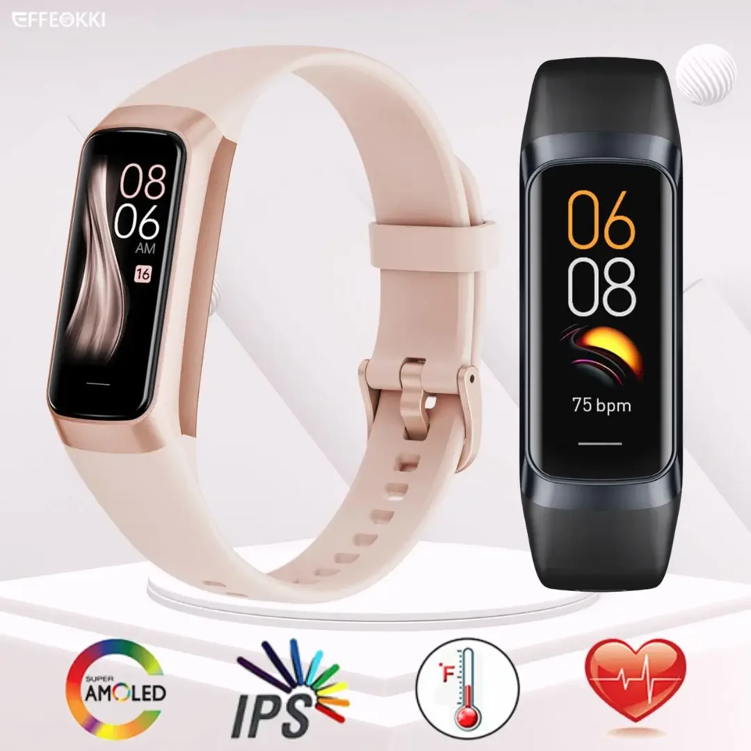 Effeokki Smart Band Amoled Tracker Pedometro Sport Fitness Tracker Body Temperuture Braccialetto Fitness Impermeabile