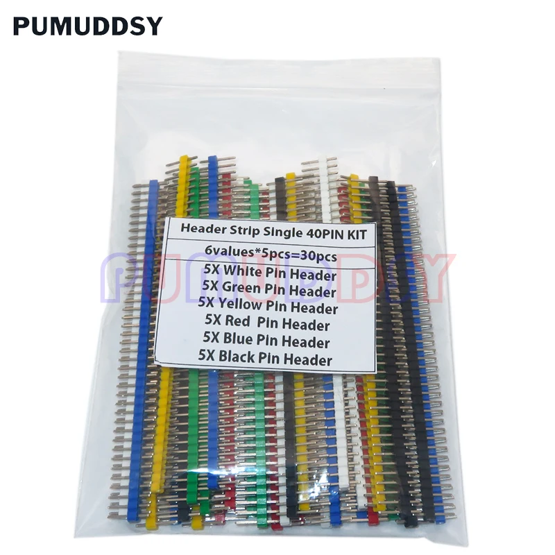 30Pcs 40 Pin Breakable Pin Header 2.54Mm Single Row Male Header Connector Kit Pcb Pin Strip Per Arduino