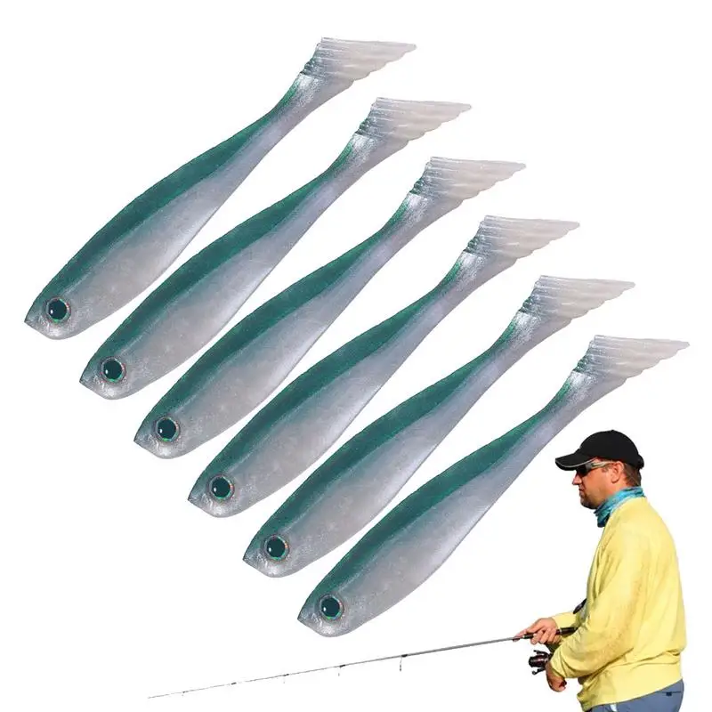 Soft Baits Kit Frog Lure Swim Shad Bait 10Cm Esche Da Pesca Per Bass Fishing Esca Morbida Artificiale 6 Pezzi T-Tail Trota Esca Per Basso