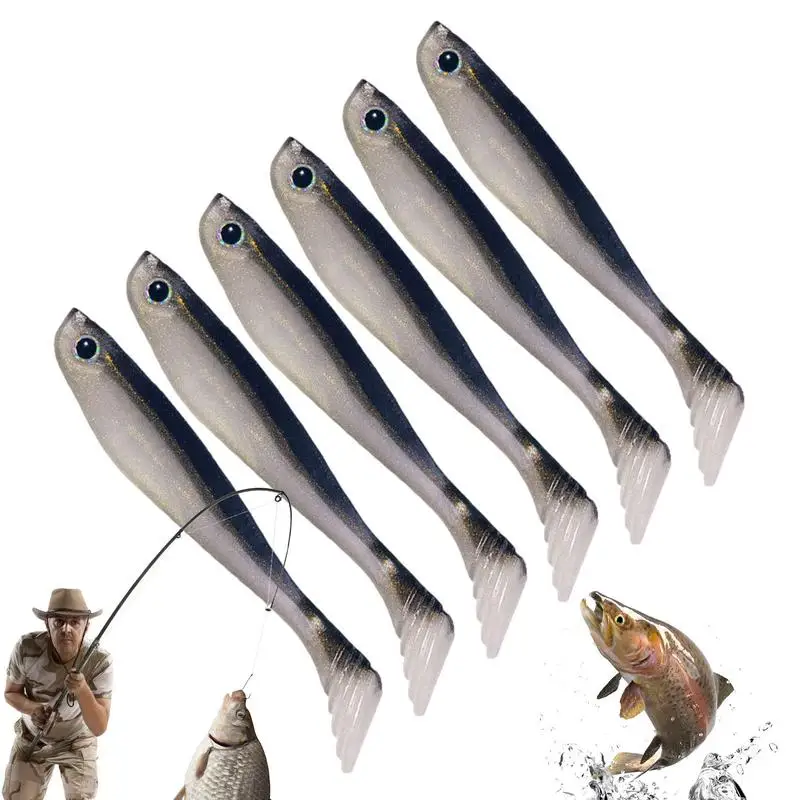Soft Baits Kit Frog Lure Swim Shad Bait 10Cm Esche Da Pesca Per Bass Fishing Esca Morbida Artificiale 6 Pezzi T-Tail Trota Esca Per Basso