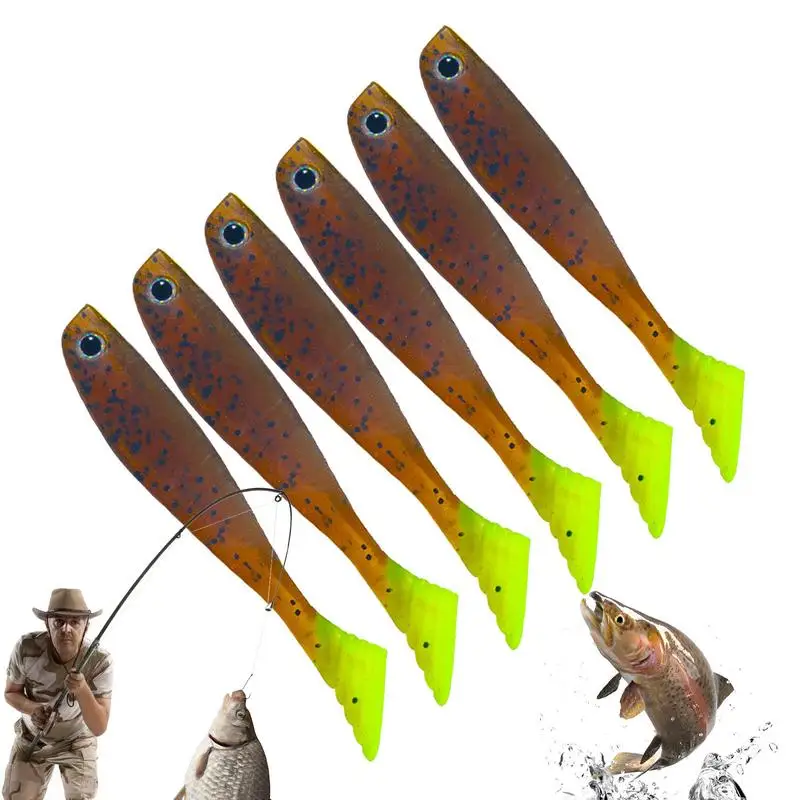 Soft Baits Kit Frog Lure Swim Shad Bait 10Cm Esche Da Pesca Per Bass Fishing Esca Morbida Artificiale 6 Pezzi T-Tail Trota Esca Per Basso