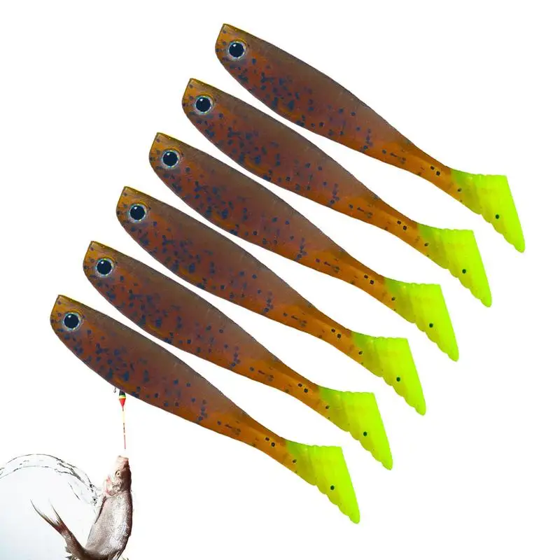 Soft Baits Kit Frog Lure Swim Shad Bait 10Cm Esche Da Pesca Per Bass Fishing Esca Morbida Artificiale 6 Pezzi T-Tail Trota Esca Per Basso