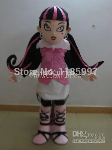 Nuova Vendita Calda Vampire Draculaura Carnival Cartoon Mascot Costume Fancy Dress Animal Mascot Costume Spedizione Gratuita