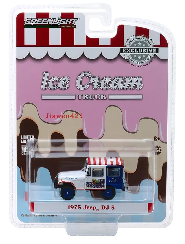 1:64 1975 Jeep Dj-5 Ice Cream Truck Ice Cream Truck Diecast Metal Alloy Model Car Toys For Gift Collection
