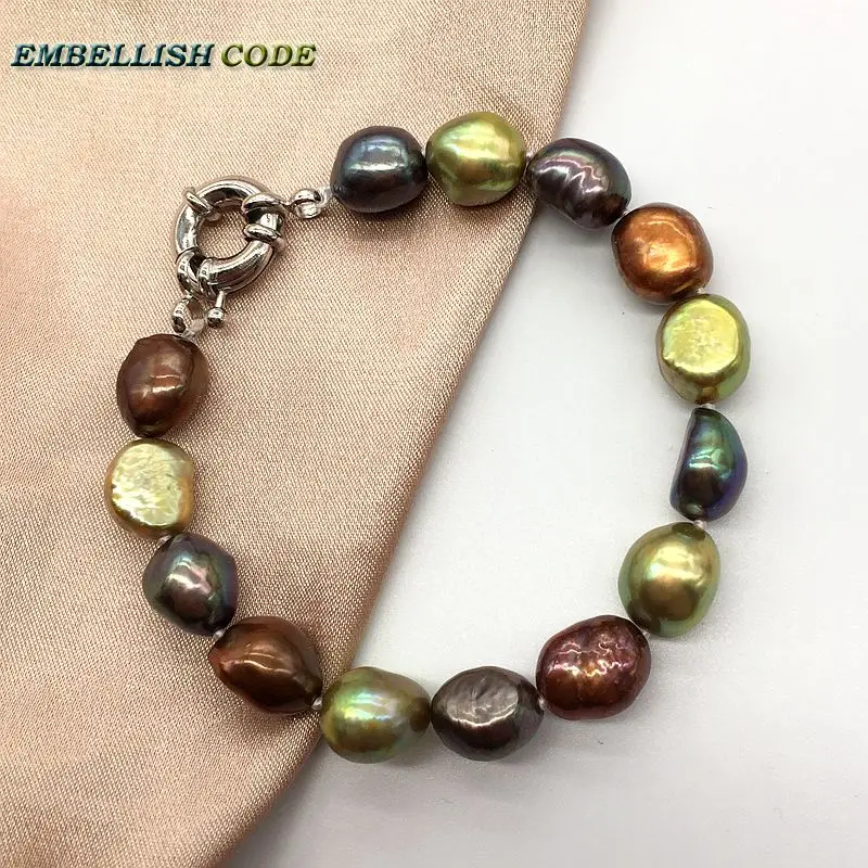 New Classic Hong Kong Color Peacock Coffee Yellow Wonderful Small Baroque Pearls Braccialetto Di Perle D'Acqua Dolce Reale Per Le Donne Della Ragazza