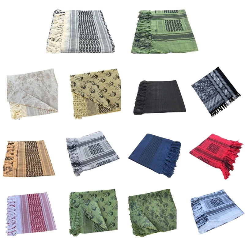 Arabo Keffiyeh Sciarpa Wrap Arabo Turbante Copertura Foulard Uomo Turbante Head Wrap Militare Shemagh Deserto Sciarpa Hijab Musulmano