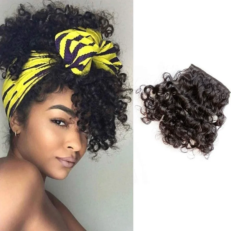Clip Per Capelli Veri Frangia Estensione Dei Capelli Capelli Veri Capelli Ricci Frangia Clip Moda Signora Nera