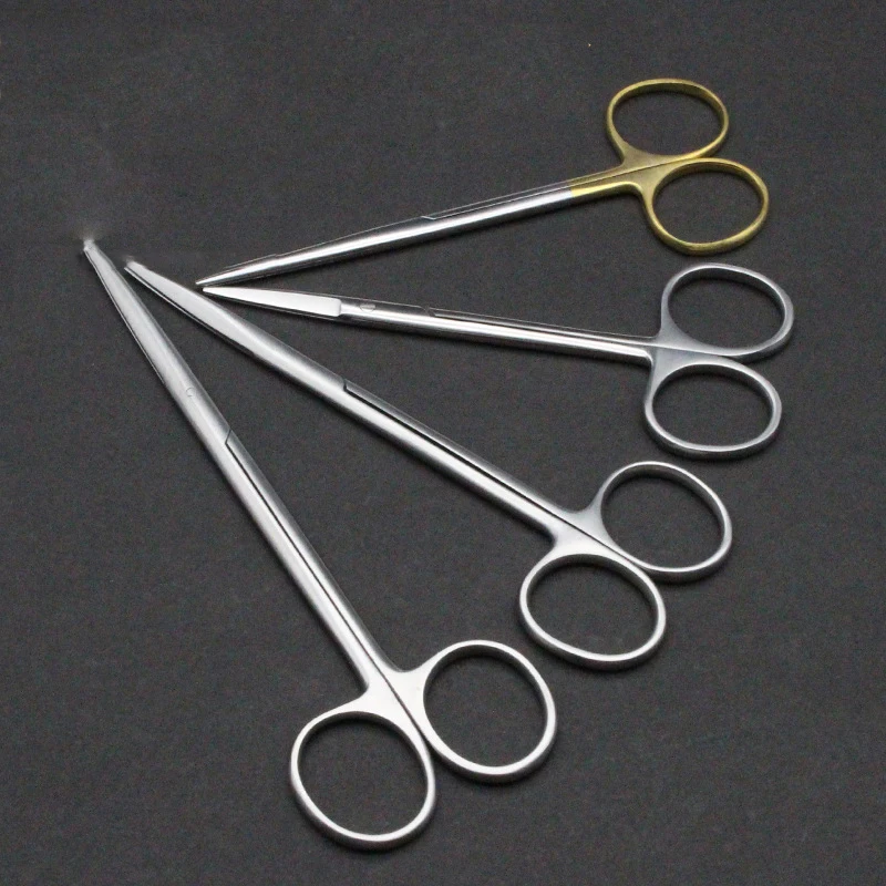 Gold Handle Nose Tissue Scissors Blunt Scissors Round Head Scissors Beauty Plastic Instruments Surgical Tools Stainless Steel Pe