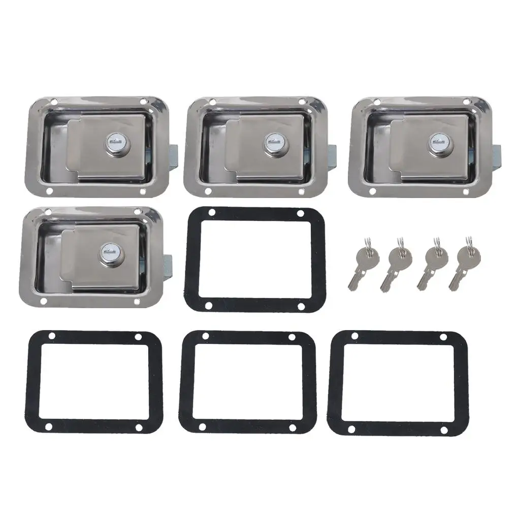 4 Pezzi Marine Yacht In Acciaio Inox Paddle Lock Latch Truck Rv Tool Box Con Chiave