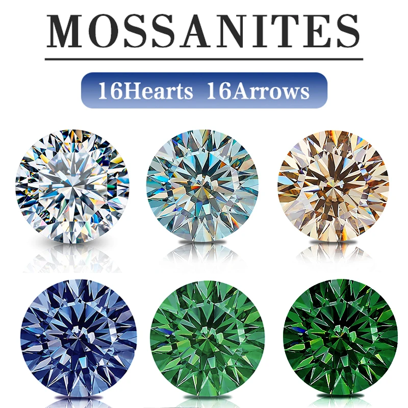 5 ~ 15Mm Multicolor Lab Grown Moissanite Vvs1 Pietra Preziosa Sciolta 16 Cuori E 16 Frecce Rotonde Pietra Diamantata Tagliata Eccellente Per La Creazi