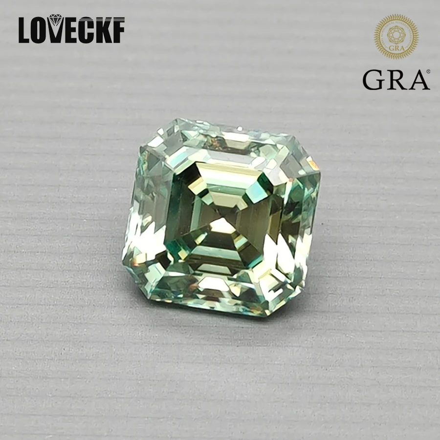 New Green Asscher Cut Moissanite Stones Vvs1 Ha Superato Il Tester Diamantato Con Rapporto Gra