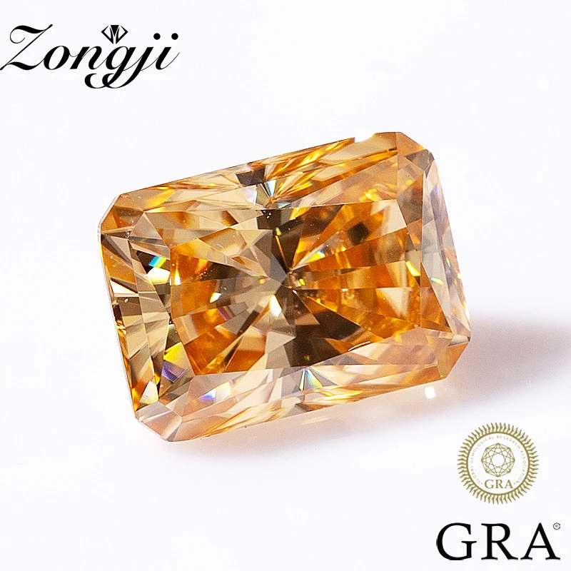 Zongjiloose Gemstones 100% Real Moissanite Stone Color Champagne Taglio Radiante Per Anello Di Diamanti Con Certificato Gra Gemme Preziose