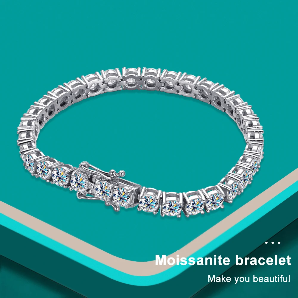 D Vvs1 Bracciale Tennis Moissanite Originale S925 Argento Sterling Placcato Oro Bianco 18 Carati Con Bracciali Gra Per Donna Uomo