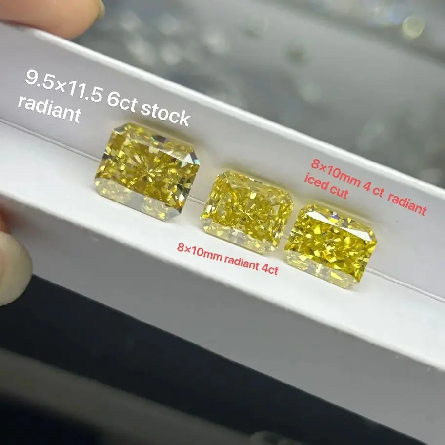 Vivid Yellow Radiant Moissanite 1Ct 2Ct 3Ct 5Ct Vvs1 Lab Creato Pietra Preziosa Rettangolare
